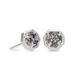 KENDRA SCOTT NOLA SILVER STUD EARRINGS IN PLATINUM DRUSY